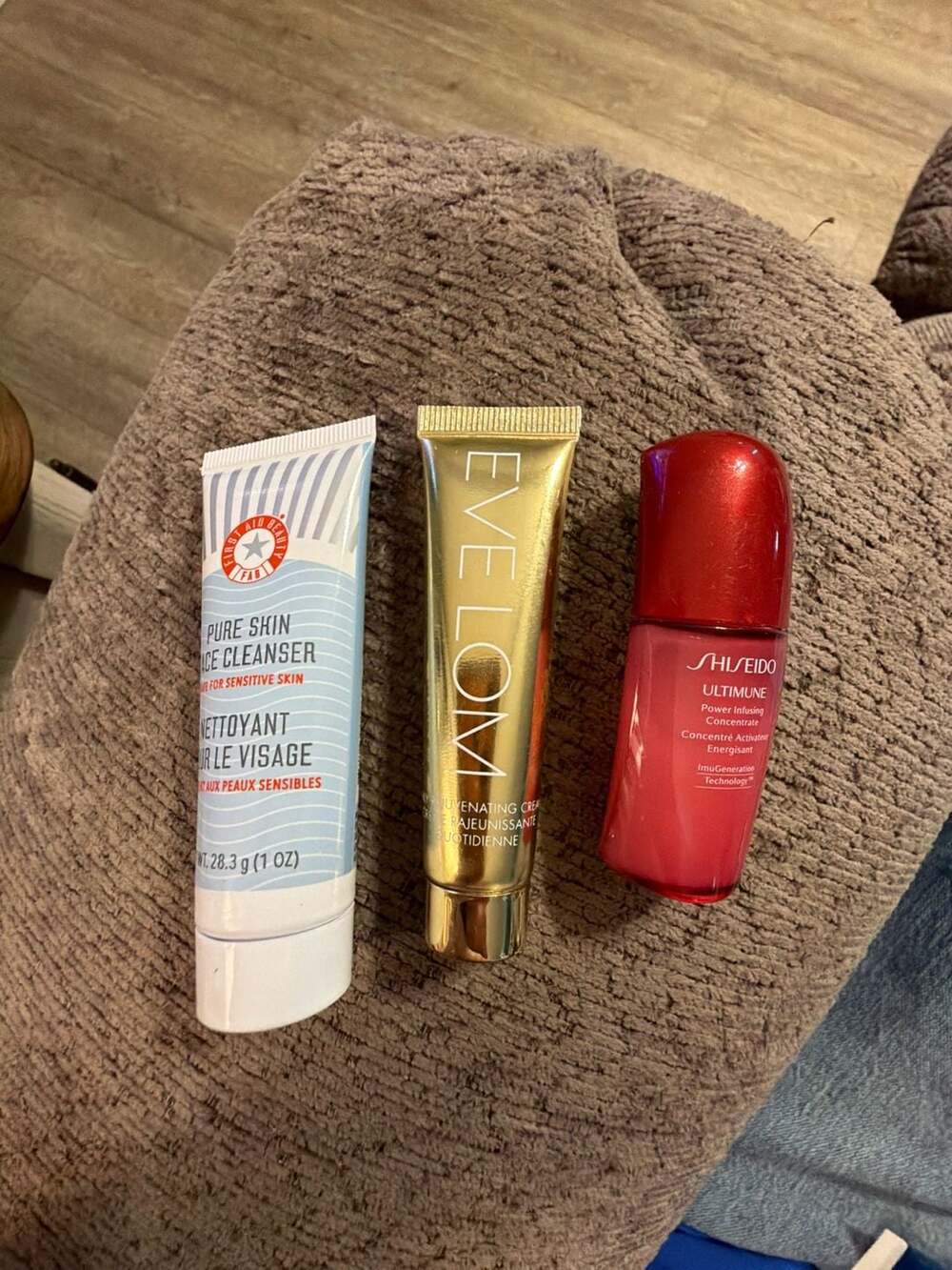 Skincare Bundle: First Aid Beauty Cleanser, Eve Lom Rejuvenating Cream, Shiseido